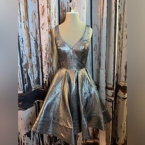Camille La Vie Metallic Silver Mini Dress